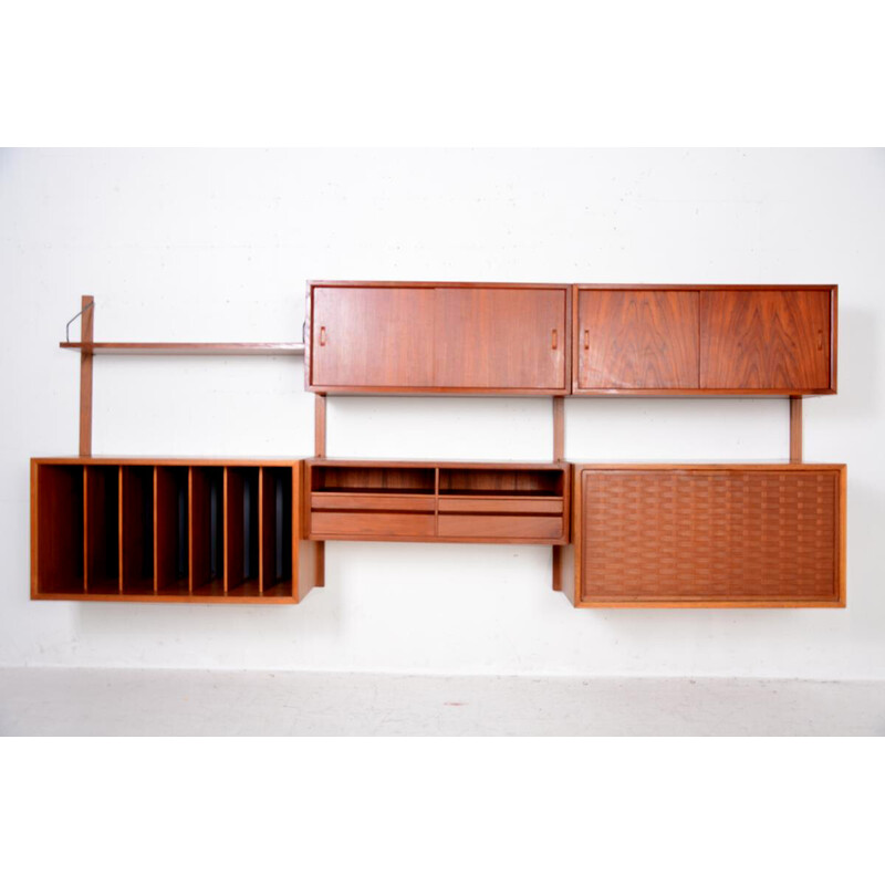 Vintage modular teak wall system by Poul Cadovius