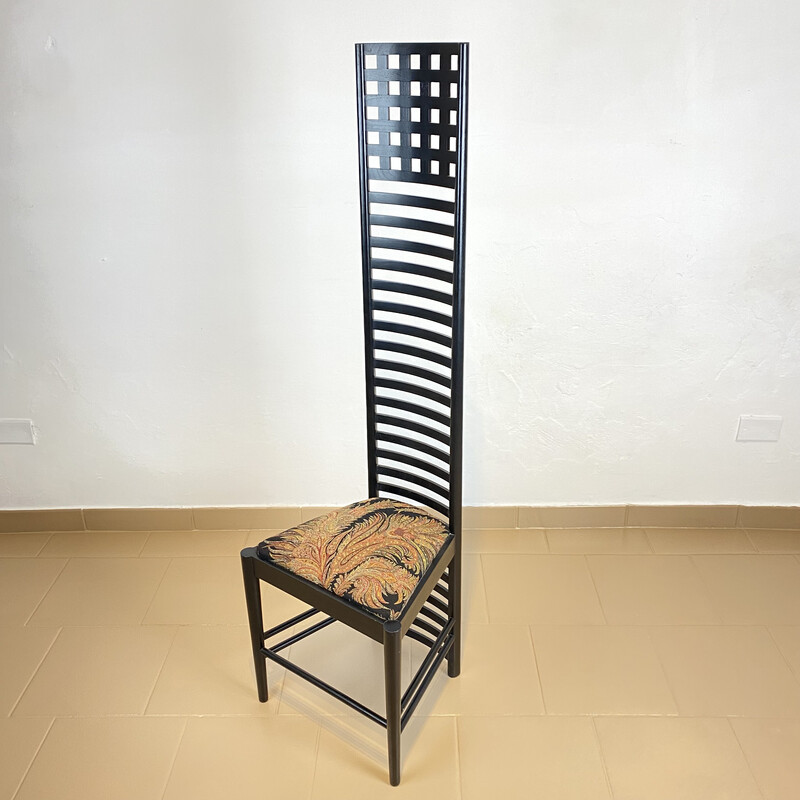 Chaise vintage "292 Hill House Chair" en bois de frêne laqué noir par C. R. Mackintosh pour Alivar, Italie 1980