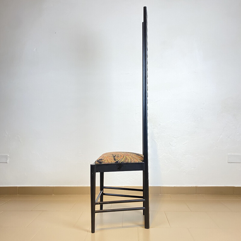 Chaise vintage "292 Hill House Chair" en bois de frêne laqué noir par C. R. Mackintosh pour Alivar, Italie 1980