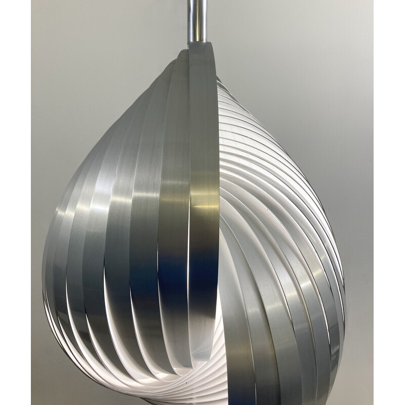 Lámpara colgante vintage de aluminio de Henri Mathieu, Francia 1970