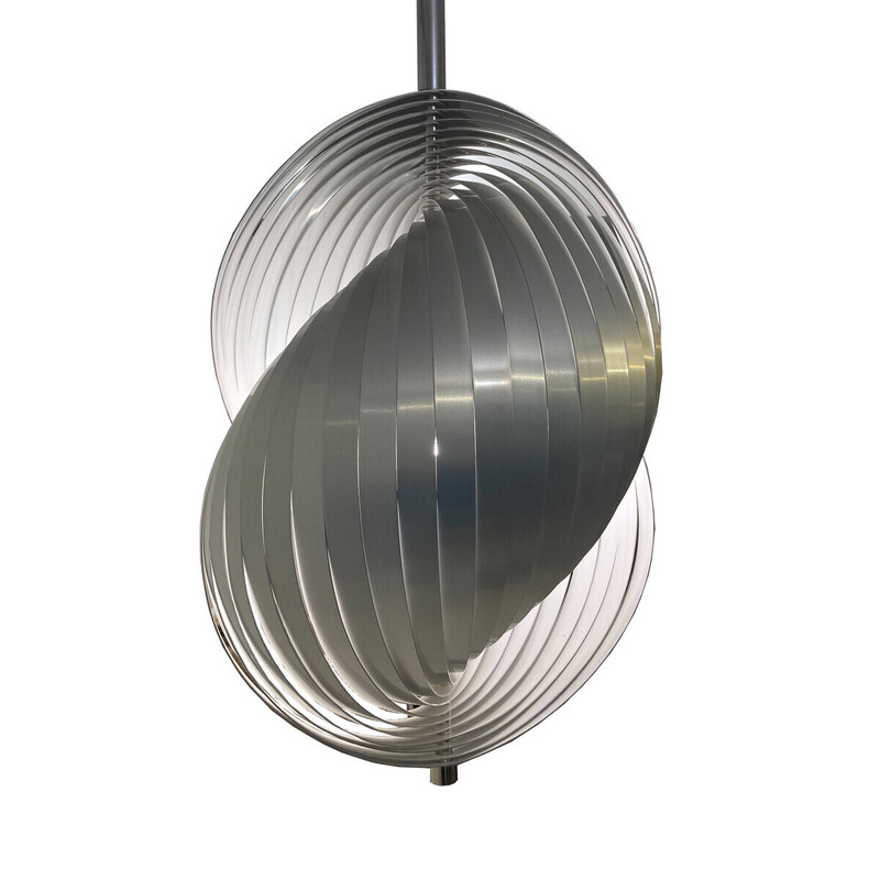 Vintage aluminum pendant lamp by Henri Mathieu, France 1970