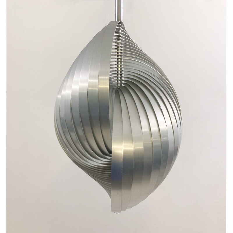 Lámpara colgante vintage de aluminio de Henri Mathieu, Francia 1970