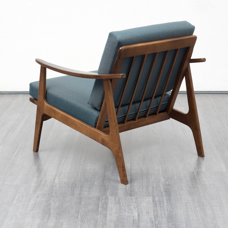 Fauteuil lounge bleu pétrole - 1960