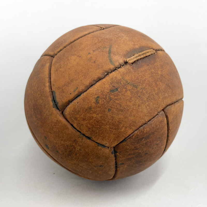 Balle d'entraînement vintage en cuir marron, Tchécoslovaquie 1930