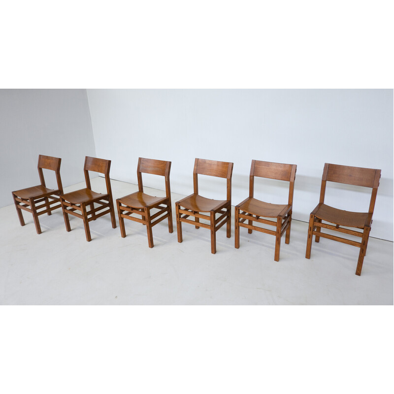 Ensemble de 6 chaises vintage par Giuseppe Rivadossi, Italie 1980