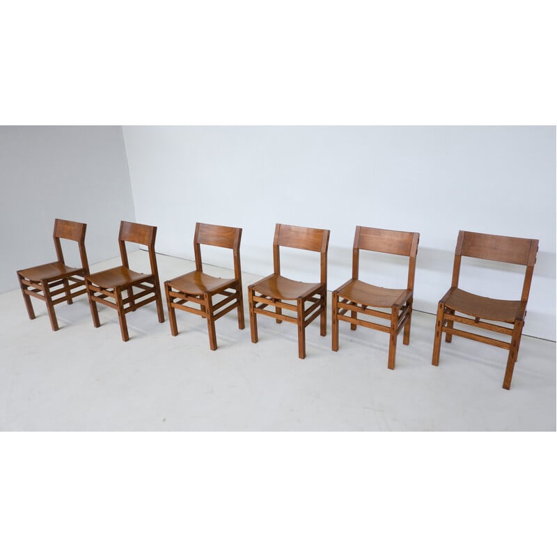 Set of 6 vintage chairs by Giuseppe Rivadossi, Italy 1980