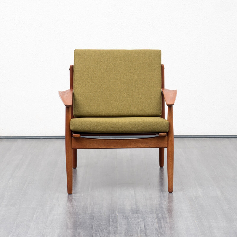 Fauteuil danois en teck vert anis - 1960