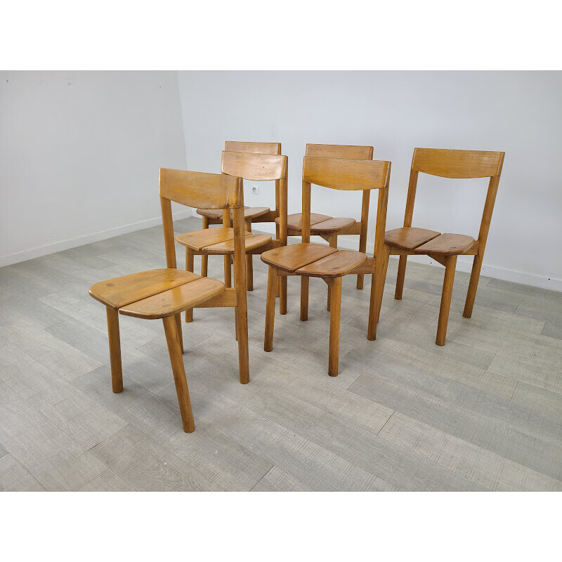 Conjunto de 6 cadeiras "Grain de café" vintage de Pierre Gautier Delaye para Villages Vacances, 1960