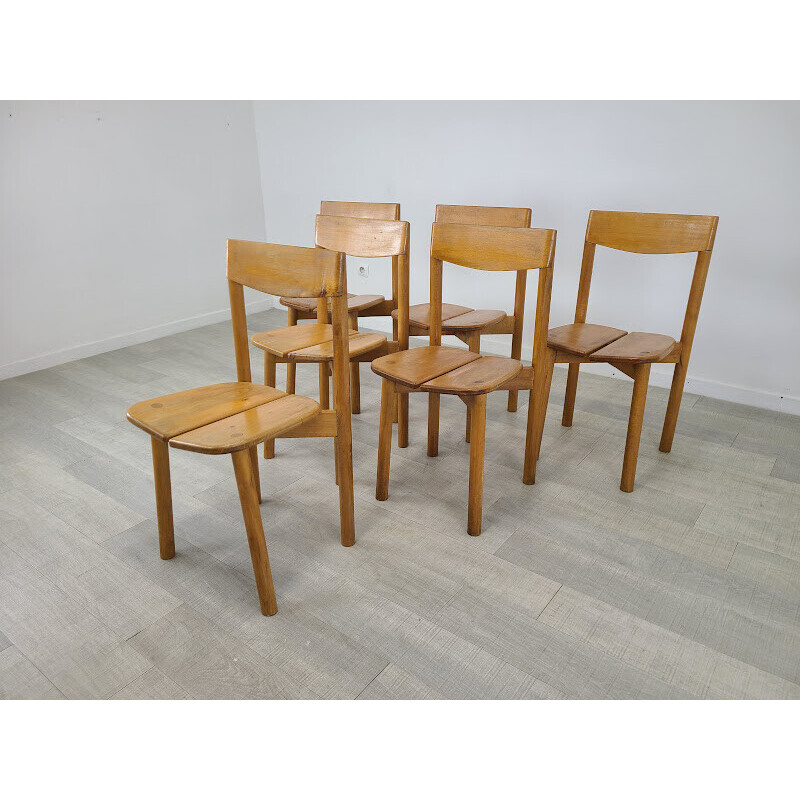 Set of 6 vintage chairs "Grain de café" by Pierre Gautier Delaye for Villages Vacances, 1960