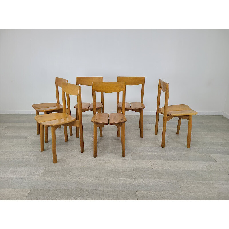 Set of 6 vintage chairs "Grain de café" by Pierre Gautier Delaye for Villages Vacances, 1960