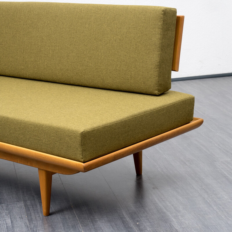 Green anise bench ashwood new upholstery - 1960s