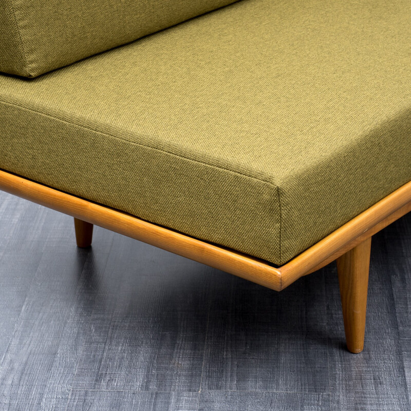Green anise bench ashwood new upholstery - 1960s