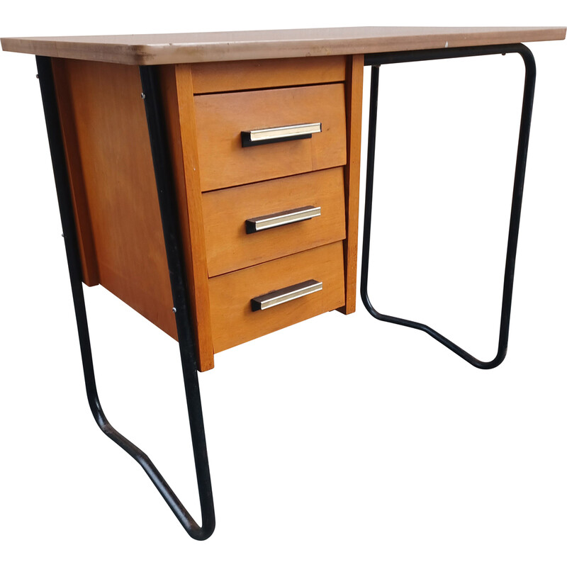 Bureau vintage avec structure en métal tubulaire, 1950