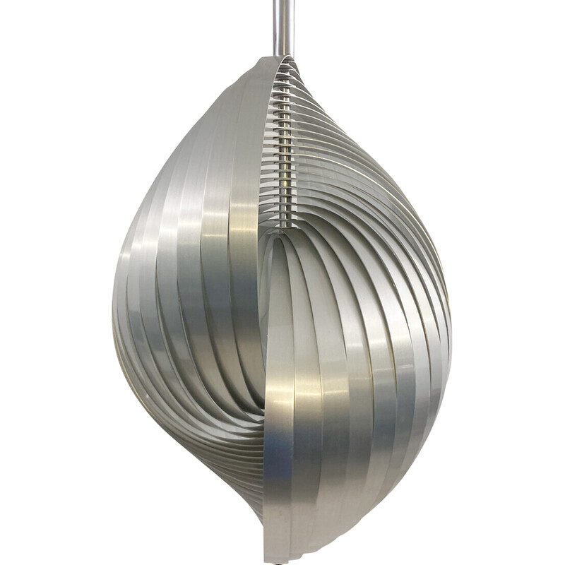 Vintage aluminum pendant lamp by Henri Mathieu, France 1970