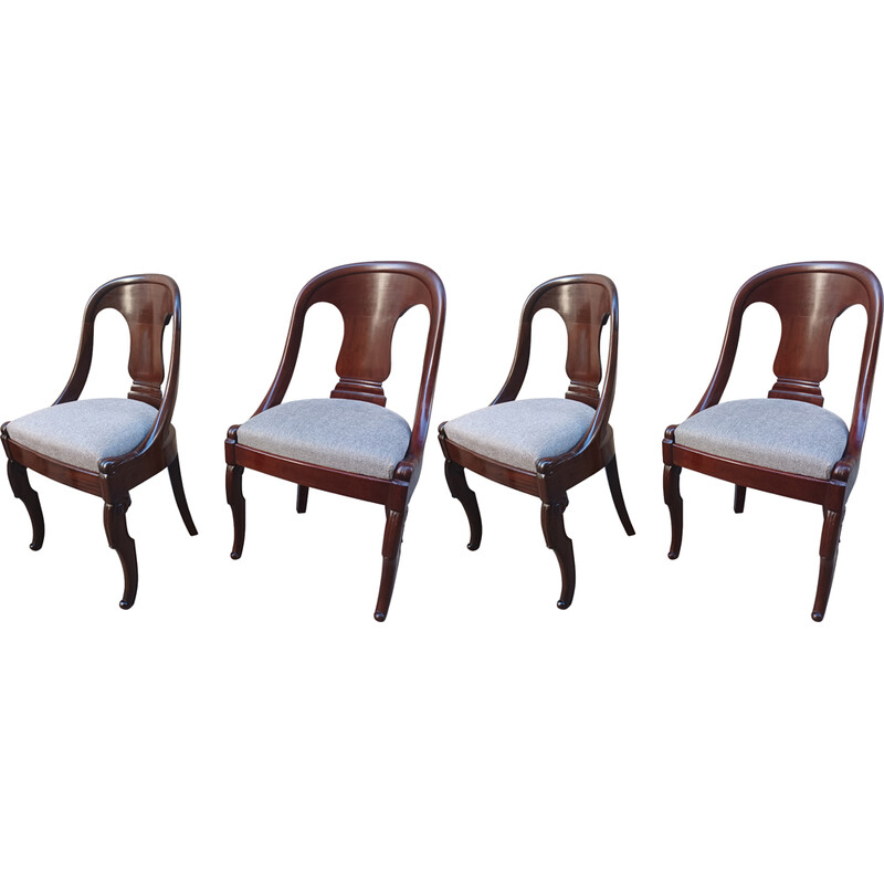 Serie de 4 chaises vintage gondole empire