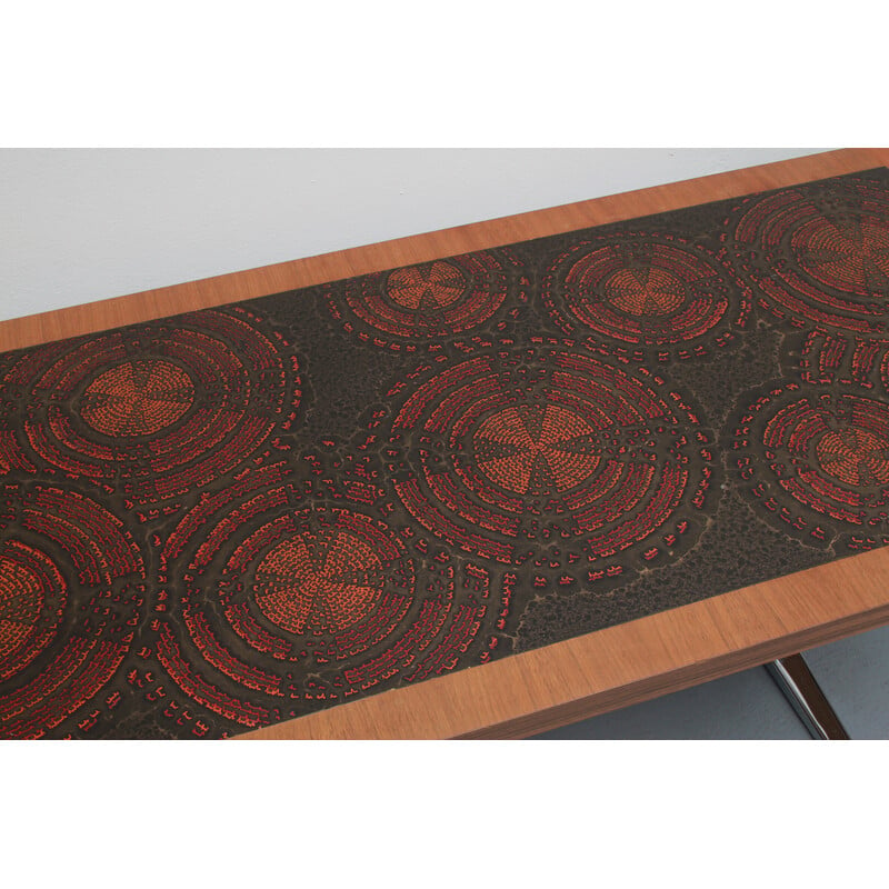 Vintage teak and enamel coffee table, 1970