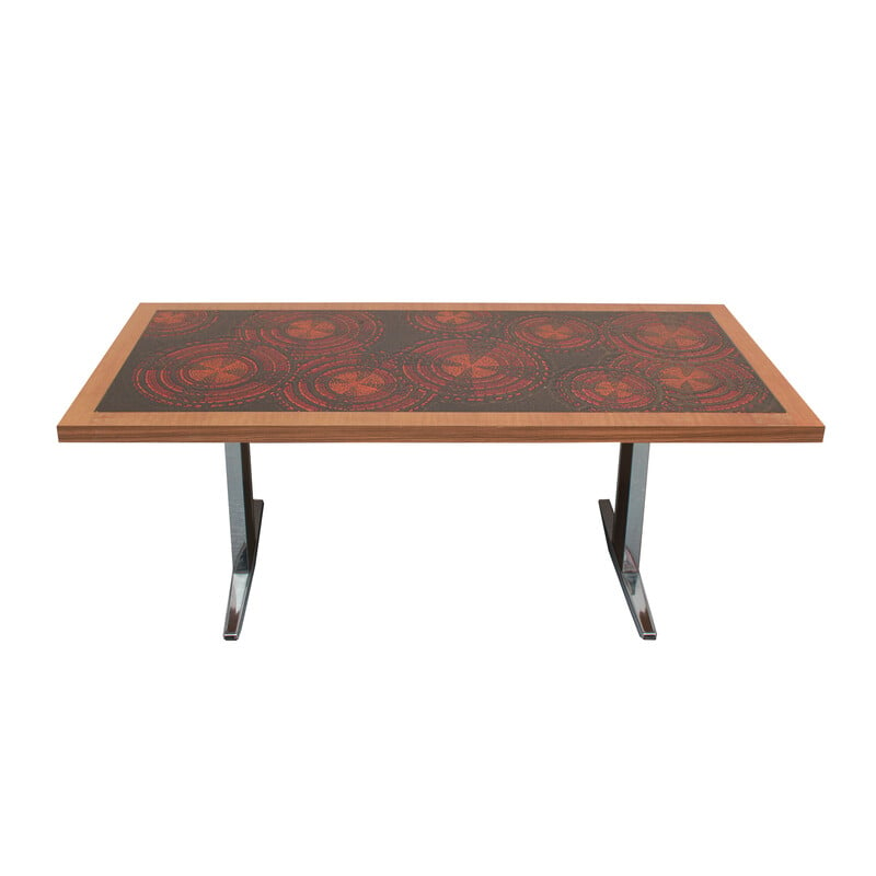 Vintage teak and enamel coffee table, 1970