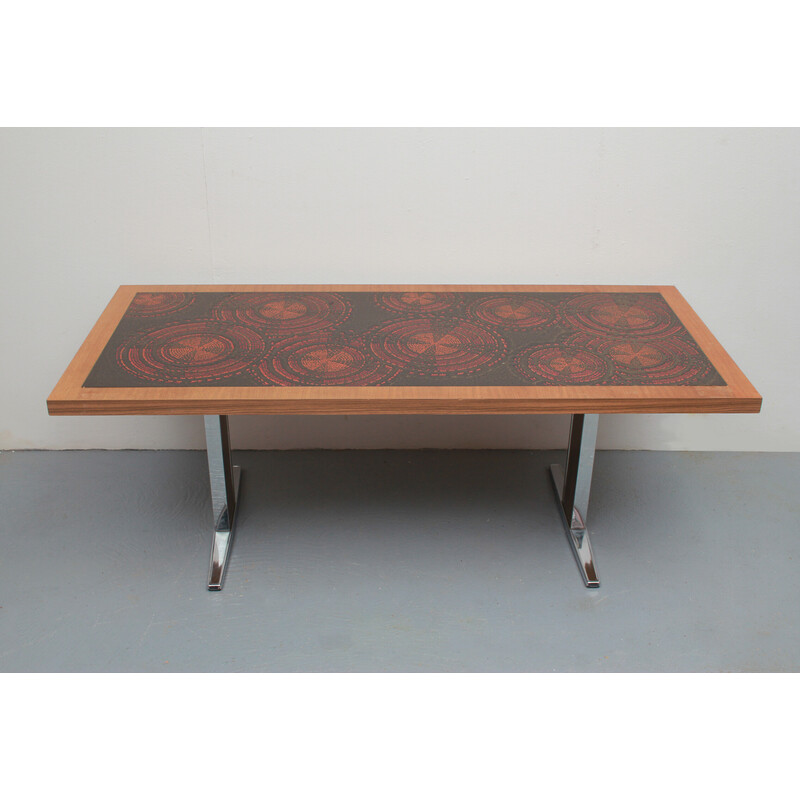 Vintage teak and enamel coffee table, 1970