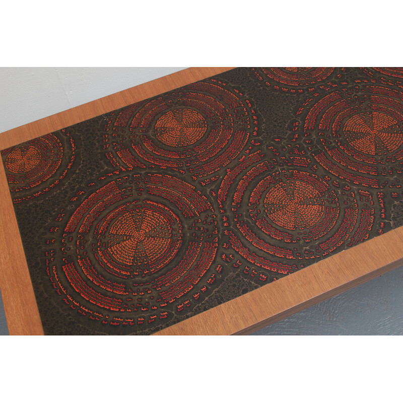 Vintage teak and enamel coffee table, 1970