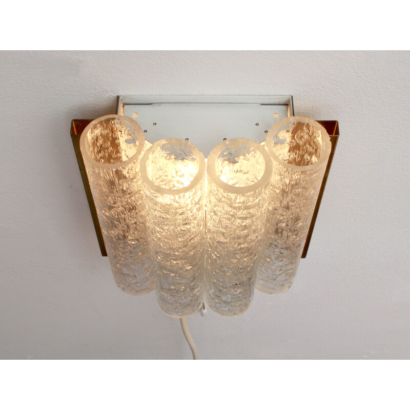 Pair of vintage brass and white metal wall lamps by Doria, Austria