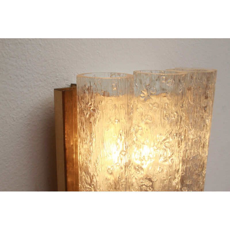 Pair of vintage brass and white metal wall lamps by Doria, Austria