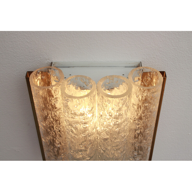 Pair of vintage brass and white metal wall lamps by Doria, Austria