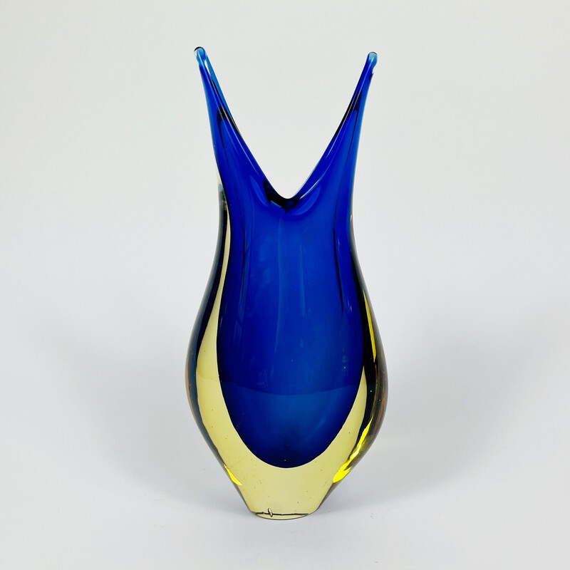 Vase vintage en verre de Murano par Flavio Poli pour Seguso, Italie 1960