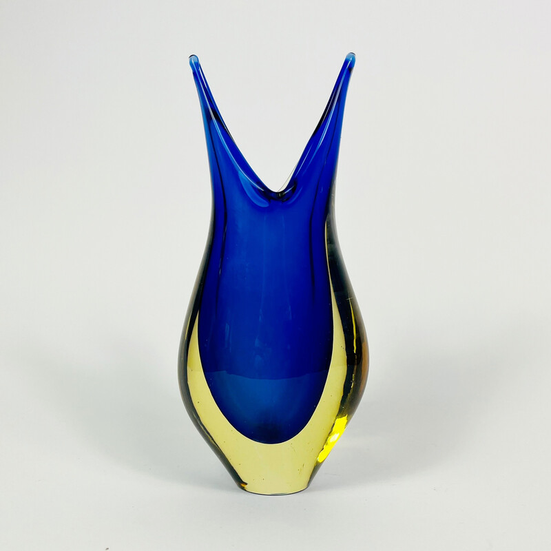 Vase vintage en verre de Murano par Flavio Poli pour Seguso, Italie 1960