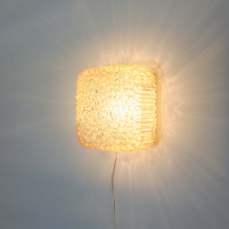 Vintage plafondlamp in amberkleurig gebobbeld glas door Helena Tynell voor Limburg, Duitsland 1970