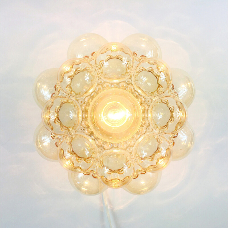 Vintage amber bubble glass ceiling lamp by Helena Tynell for Limburg, Germany 1960s