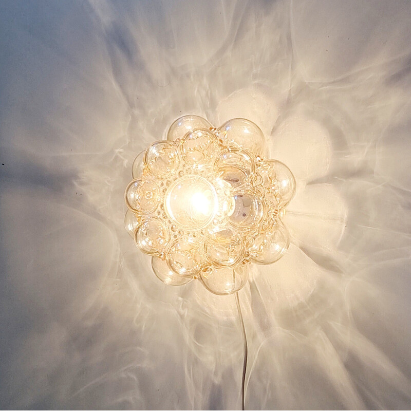 Vintage amber bubble glass ceiling lamp by Helena Tynell for Limburg, Germany 1960s