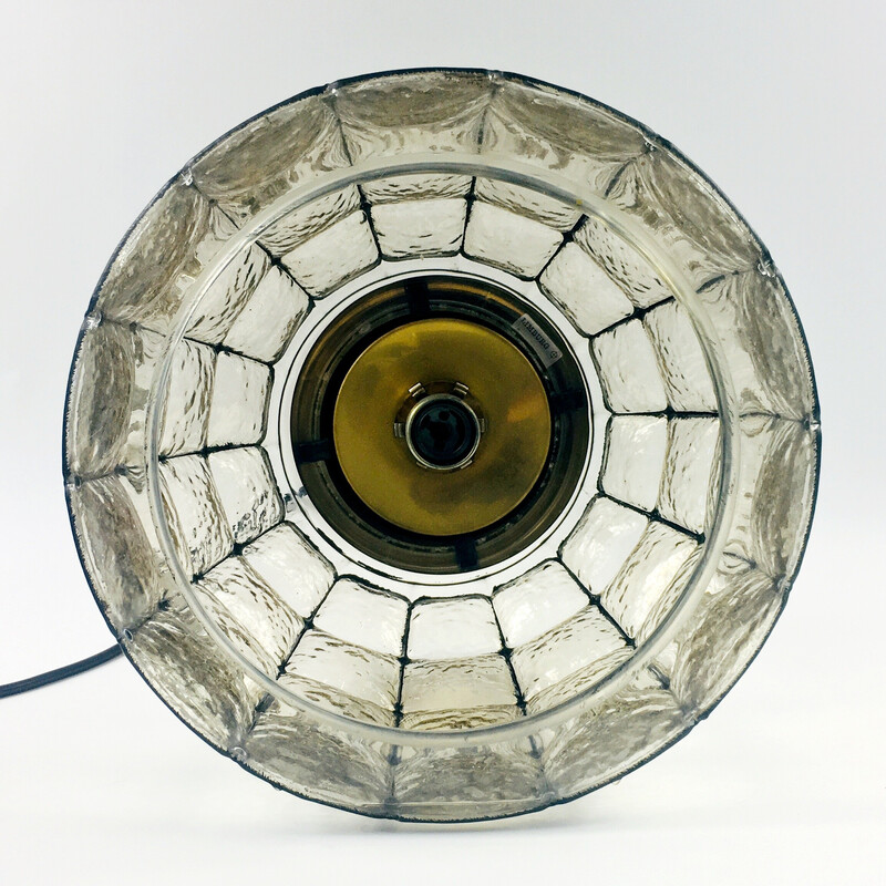 Mid century iron structured glass pendant lamp by Limburg, Germany 1960s