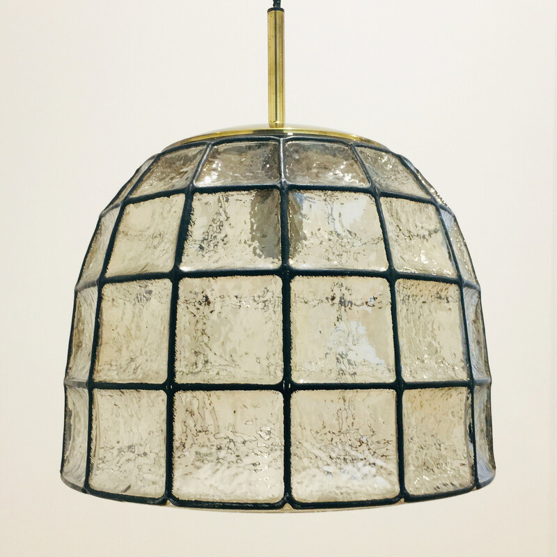 Lámpara colgante de hierro y cristal de mediados de siglo, Limburg, Alemania Años 60