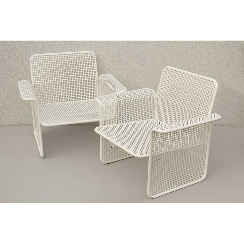Pair of vintage perforated metal armchairs by Talin Vincenza, 1982