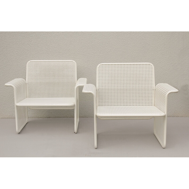 Pair of vintage perforated metal armchairs by Talin Vincenza, 1982