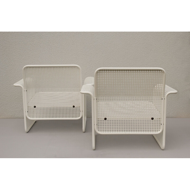 Pair of vintage perforated metal armchairs by Talin Vincenza, 1982