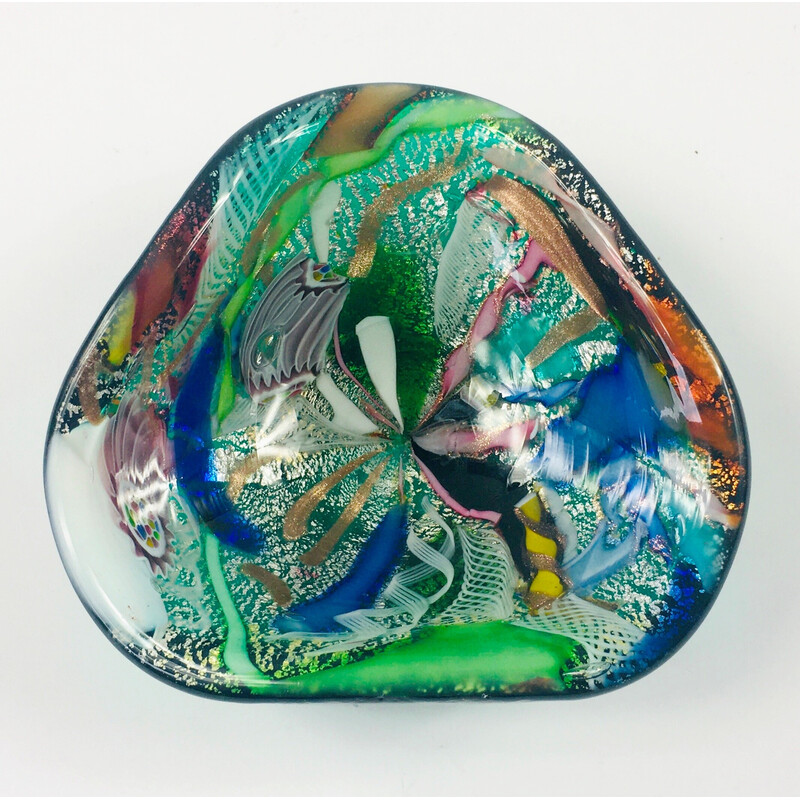 Vintage Tutti Frutti Murano glass ashtray by Dino Martens for Aureliano Toso, Italy 1950s