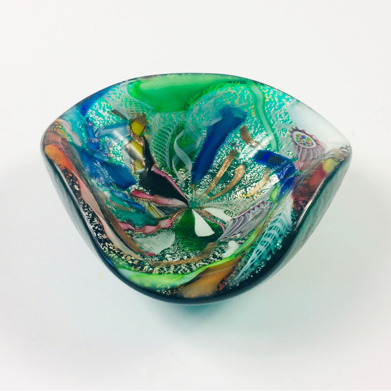 Vintage Tutti Frutti Murano glass ashtray by Dino Martens for Aureliano Toso, Italy 1950s