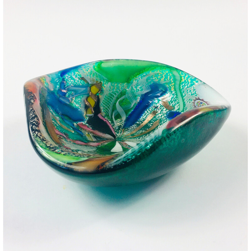 Cinzeiro de vidro Vintage Tutti Frutti Murano por Dino Martens para Aureliano Toso, Itália 1950s