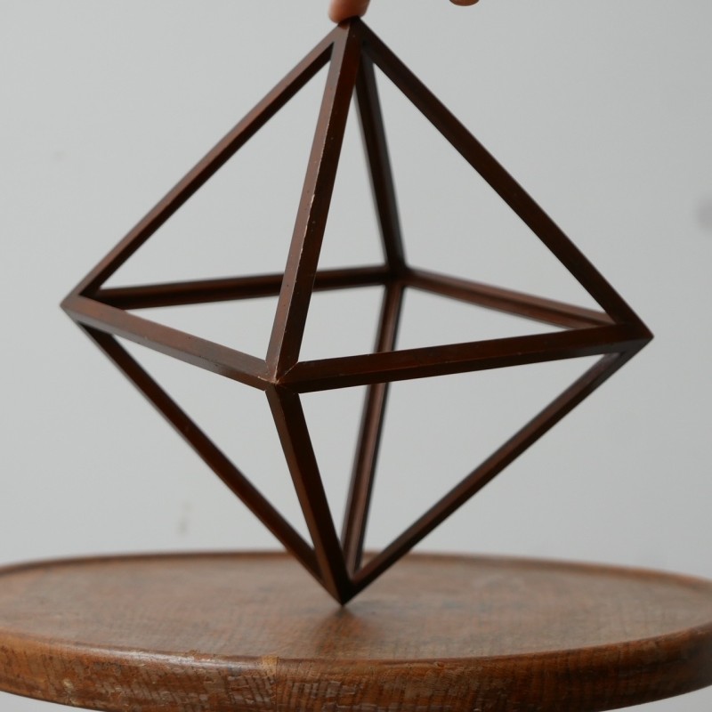 Mid-century French sculptural geometric wooden object, 1970s