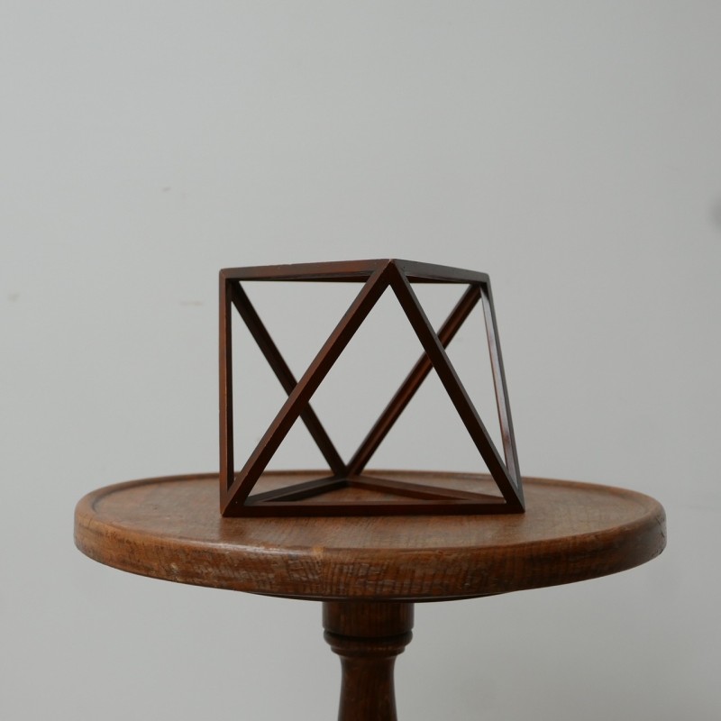 Mid-century French sculptural geometric wooden object, 1970s