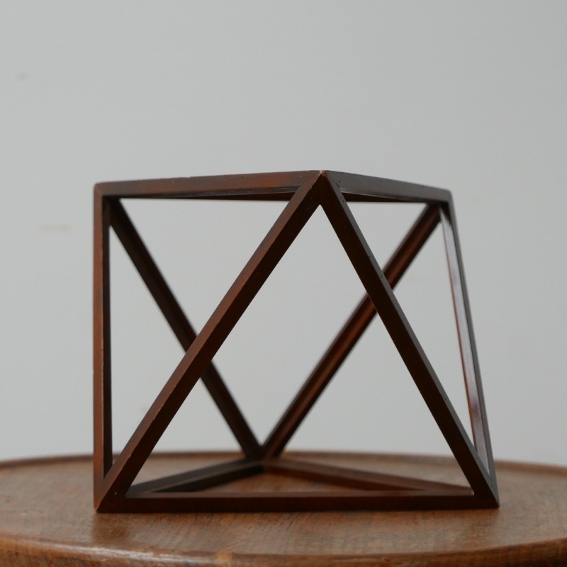 Mid-century French sculptural geometric wooden object, 1970s
