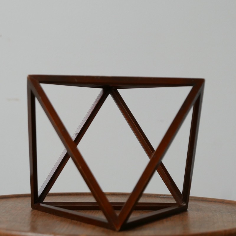 Mid-century French sculptural geometric wooden object, 1970s