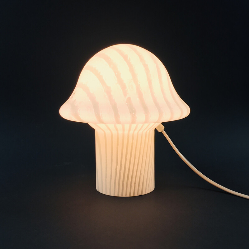 Pair of vintage striped Mushroom table lamps by Peill and Putzler, Germany 1970s