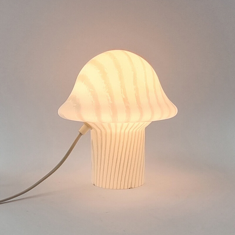 Coppia di lampade da tavolo vintage a righe Mushroom di Peill e Putzler, Germania, anni '70