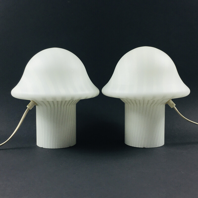 Lampada da tavolo vintage a strisce Mushroom di Peill e Putzler, Germania, anni '70