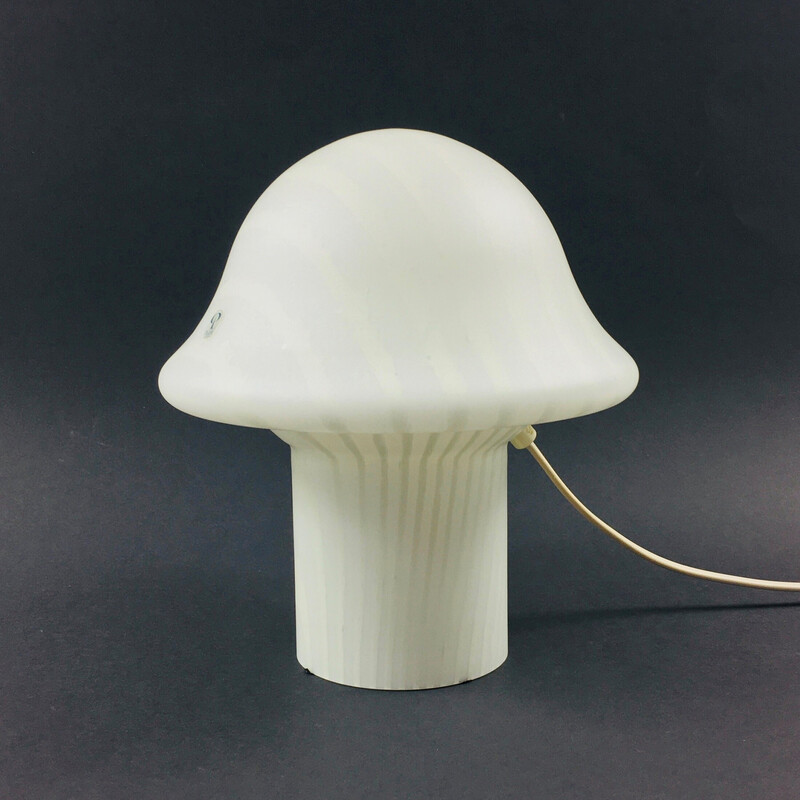 Vintage gestreepte Mushroom tafellamp van Peill en Putzler, Duitsland 1970