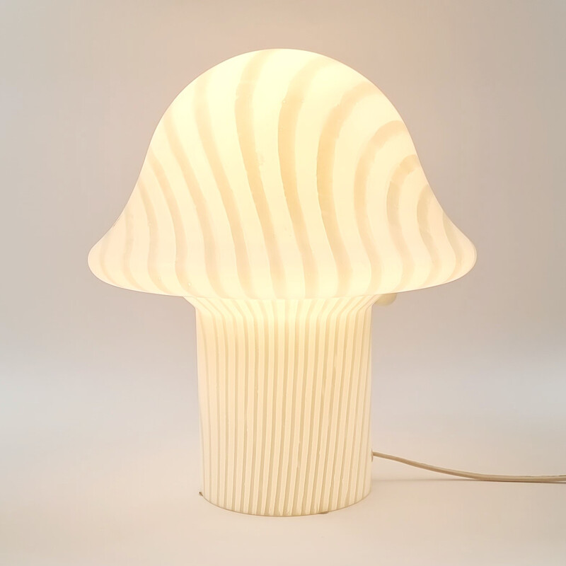 Lampada da tavolo Mushroom in vetro rigato vintage di Peill e Putzler, Germania, anni '70