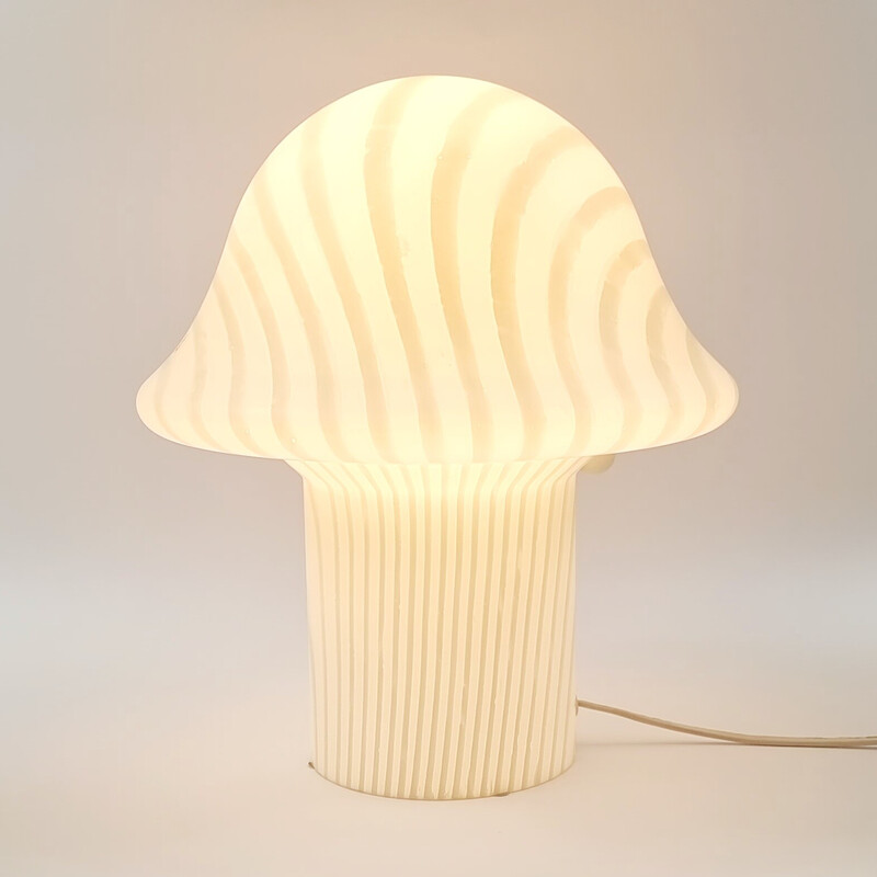 Lampe de table vintage en verre rayé Mushroom par Peill et Putzler, Allemagne 1970