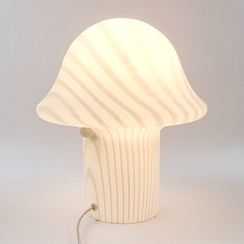 Lampe de table vintage en verre rayé Mushroom par Peill et Putzler, Allemagne 1970